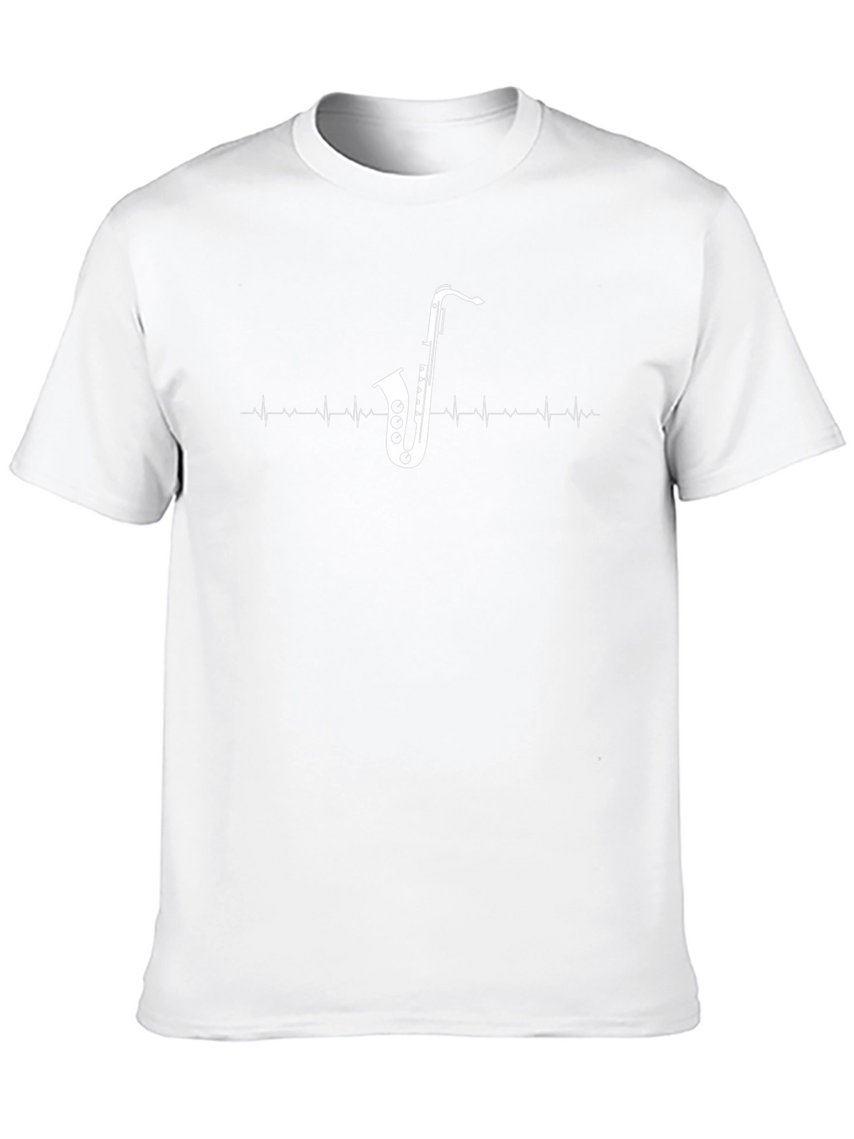 Saxophone Heartbeat Graphic Tee - Music Lover Shirt