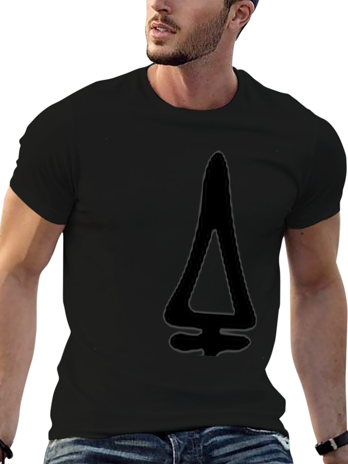 Modern Black T-Shirt with Geometric Design