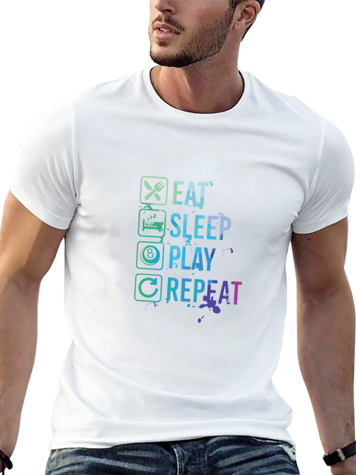 Eat Sleep Play Repeat Graphic Tee