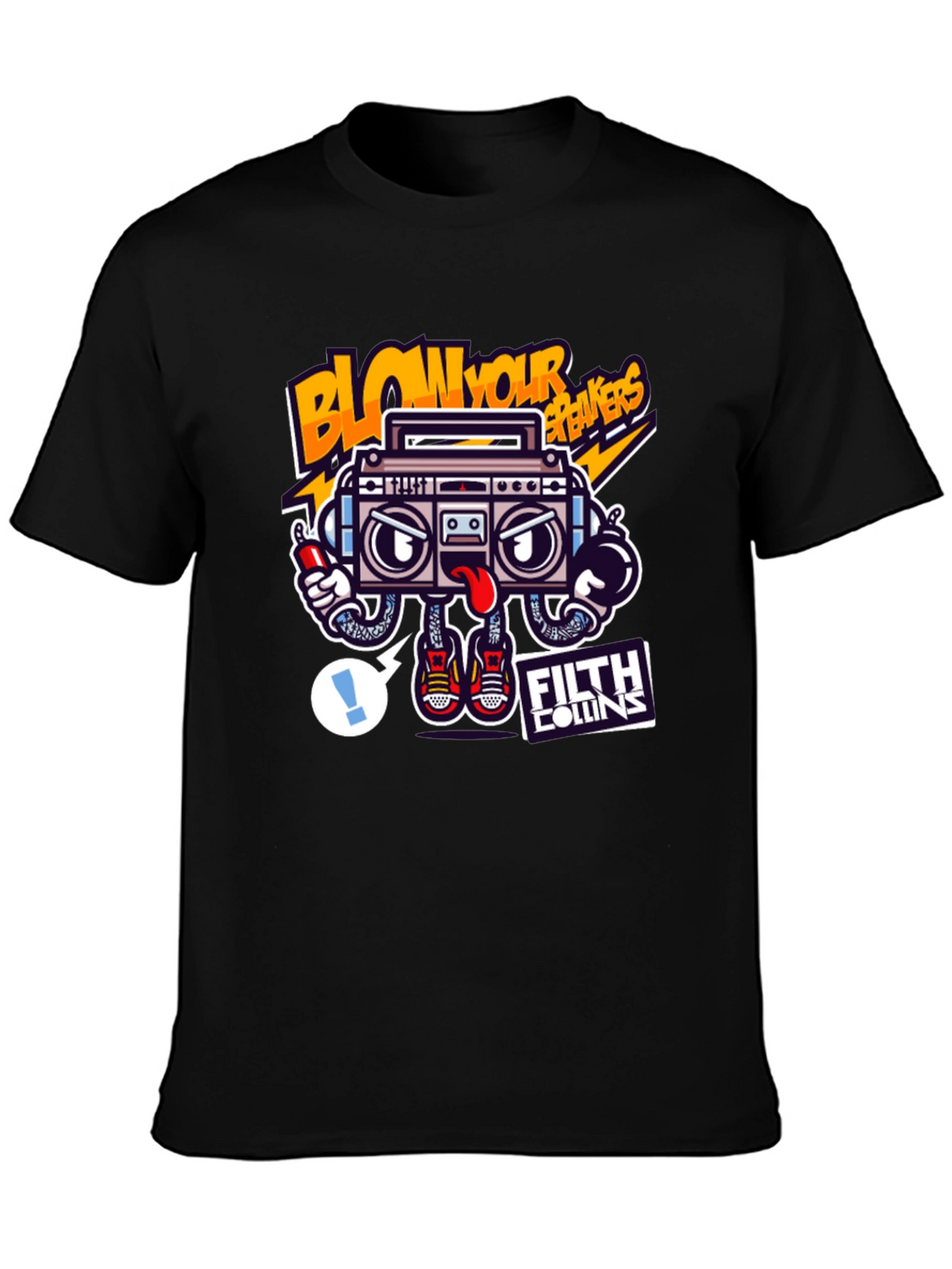 Cartoon Boombox Graphic Tee - Blow Your Breakers