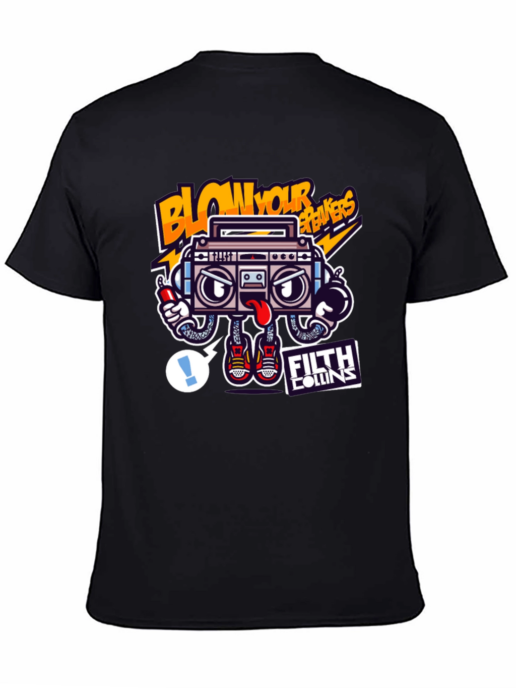 Cartoon Boombox Graphic Tee - Blow Your Breakers