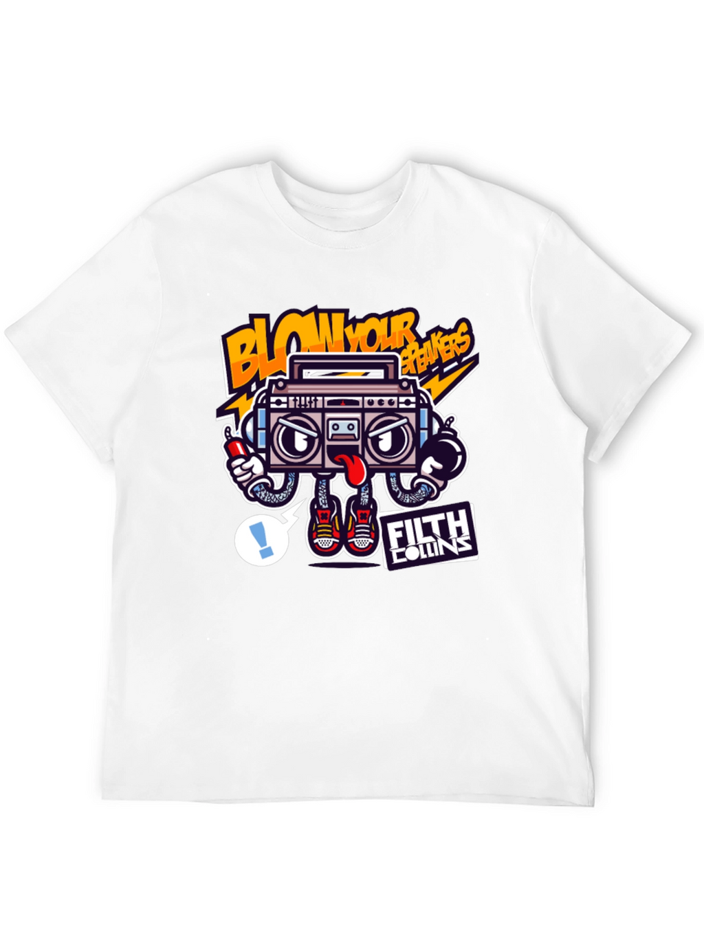 Cartoon Boombox Graphic Tee - Blow Your Breakers