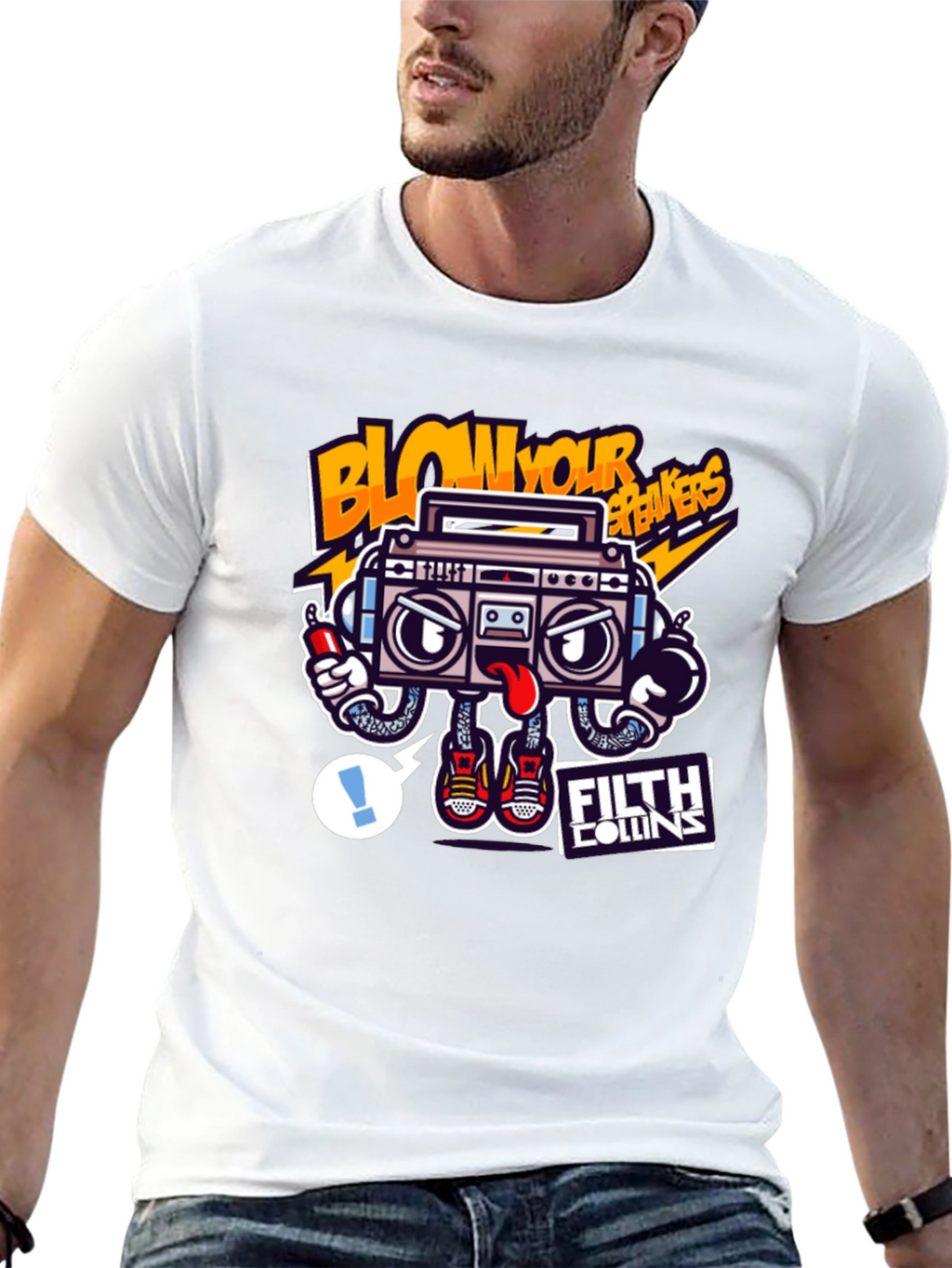 Cartoon Boombox Graphic Tee - Blow Your Breakers