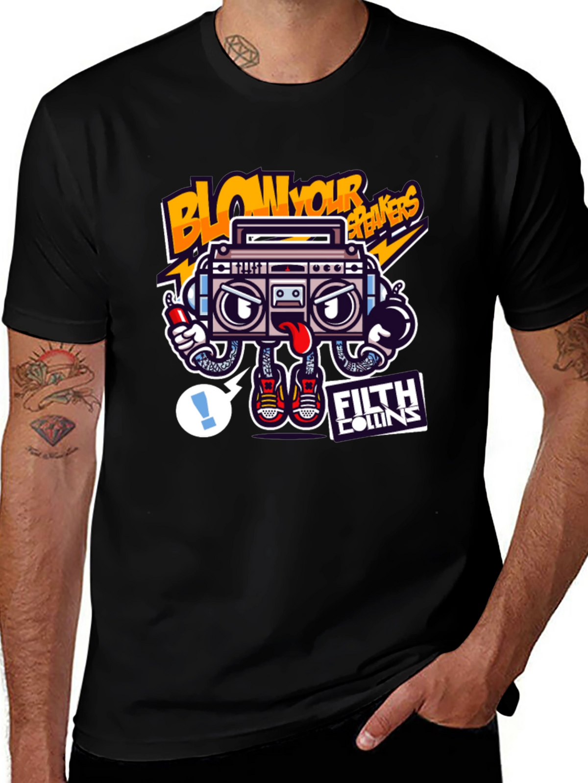 Cartoon Boombox Graphic Tee - Blow Your Breakers