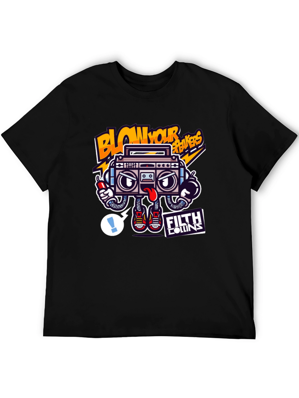 Cartoon Boombox Graphic Tee - Blow Your Breakers