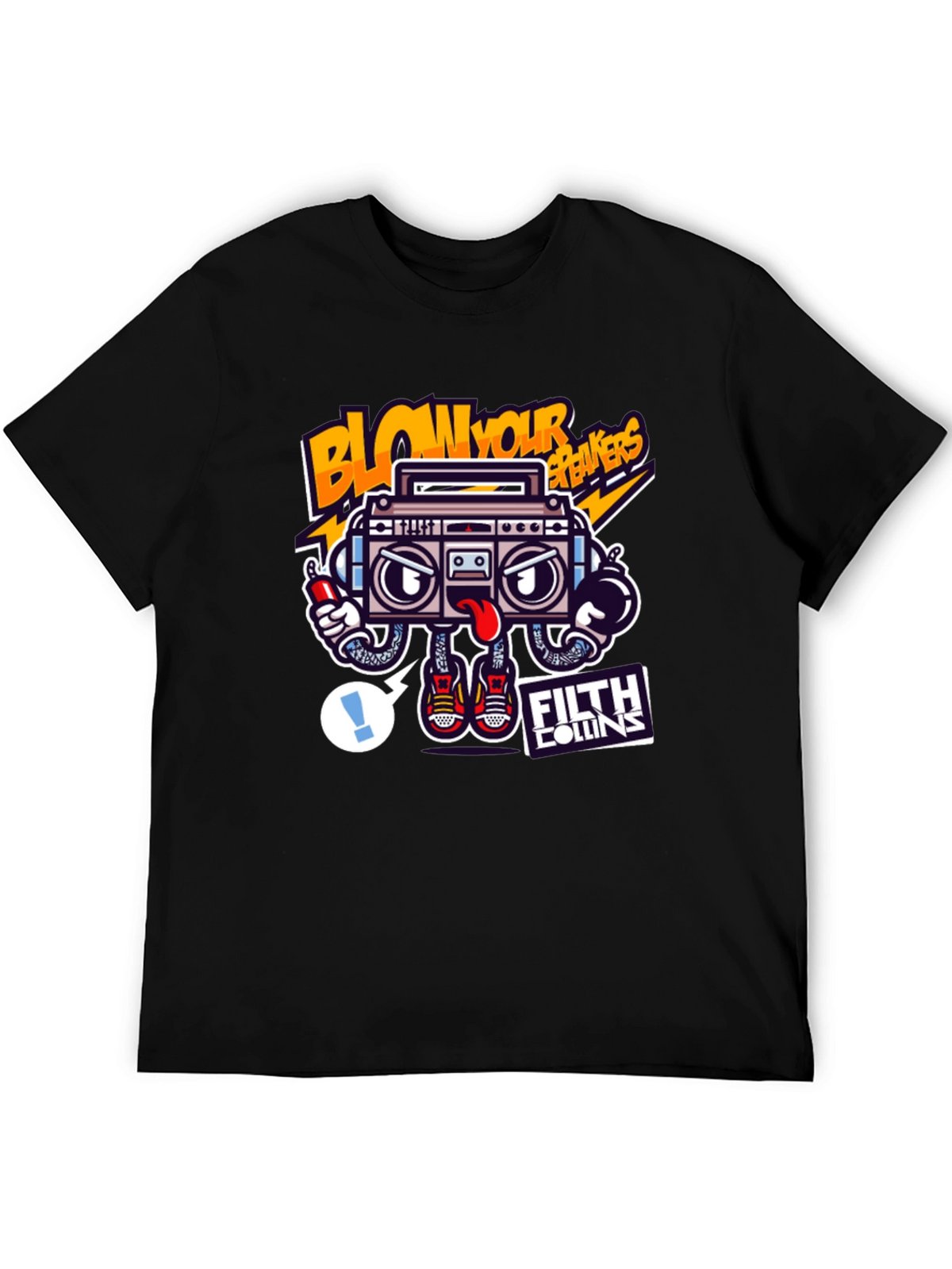 Cartoon Boombox Graphic Tee - Blow Your Breakers