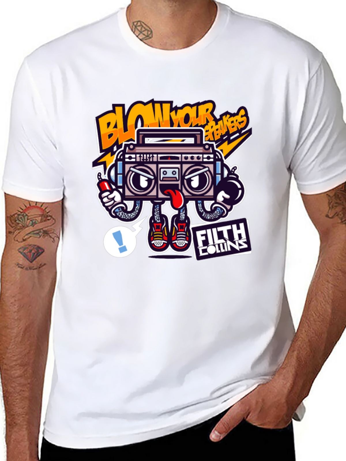 Cartoon Boombox Graphic Tee - Blow Your Breakers