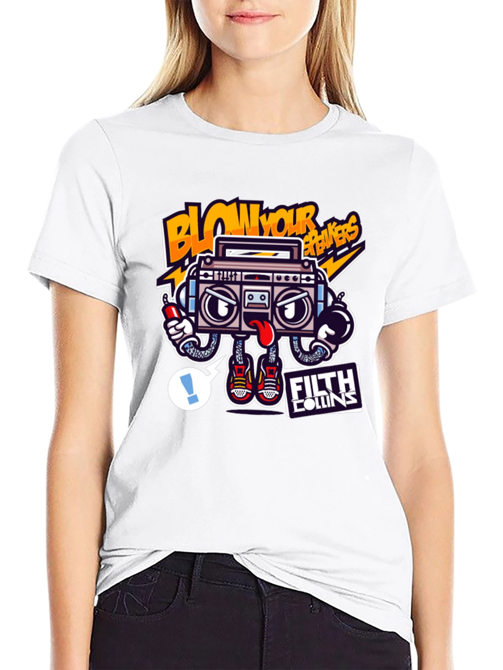 Cartoon Boombox Graphic Tee - Blow Your Breakers