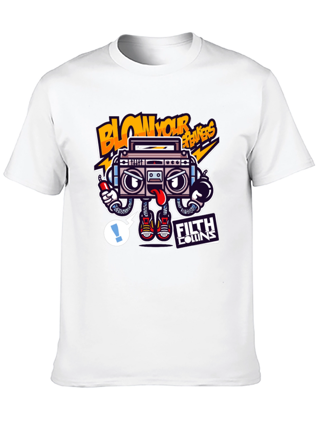 Cartoon Boombox Graphic Tee - Blow Your Breakers