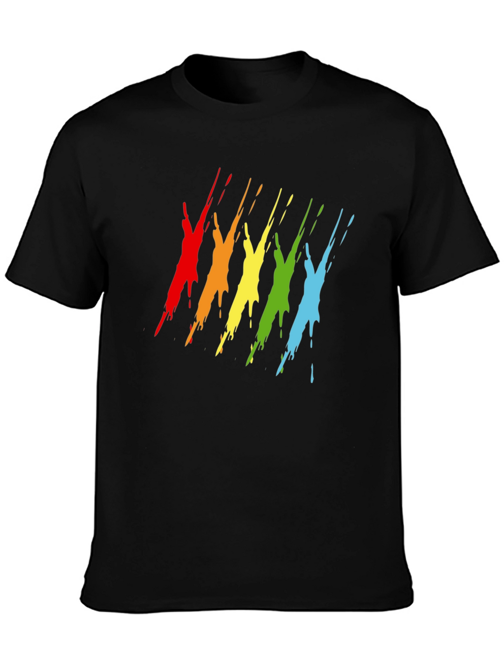 Rainbow Splash Graphic Tee - Mens Black T-Shirt