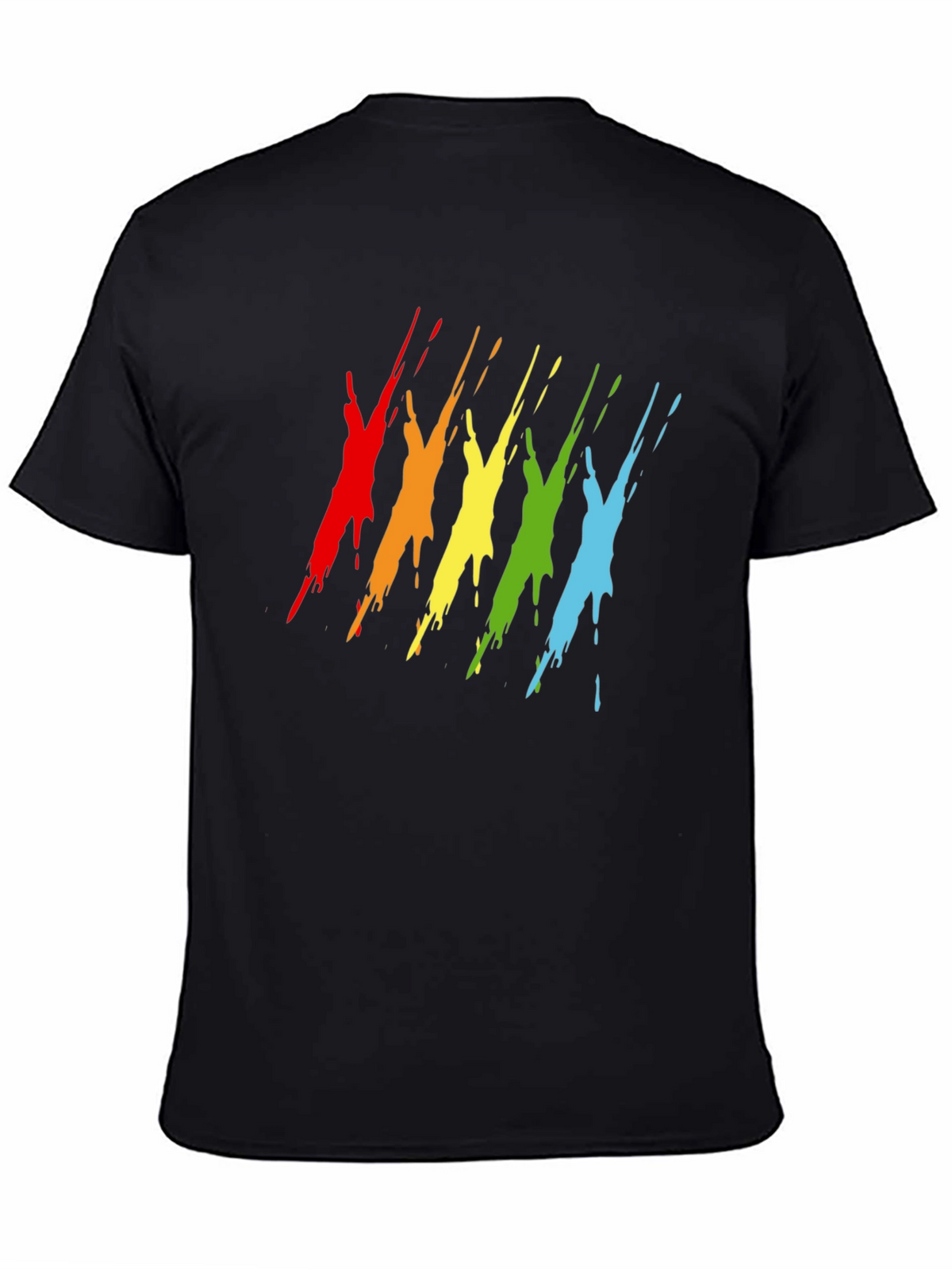 Rainbow Splash Graphic Tee - Mens Black T-Shirt