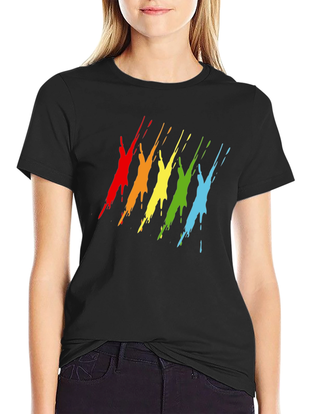 Rainbow Splash Graphic Tee - Mens Black T-Shirt