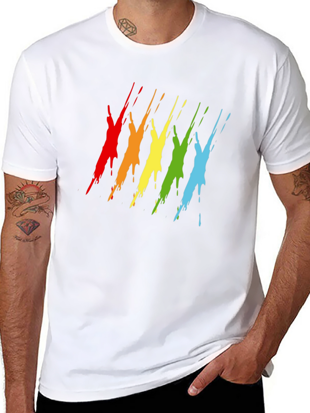 Rainbow Splash Graphic Tee - Mens Black T-Shirt