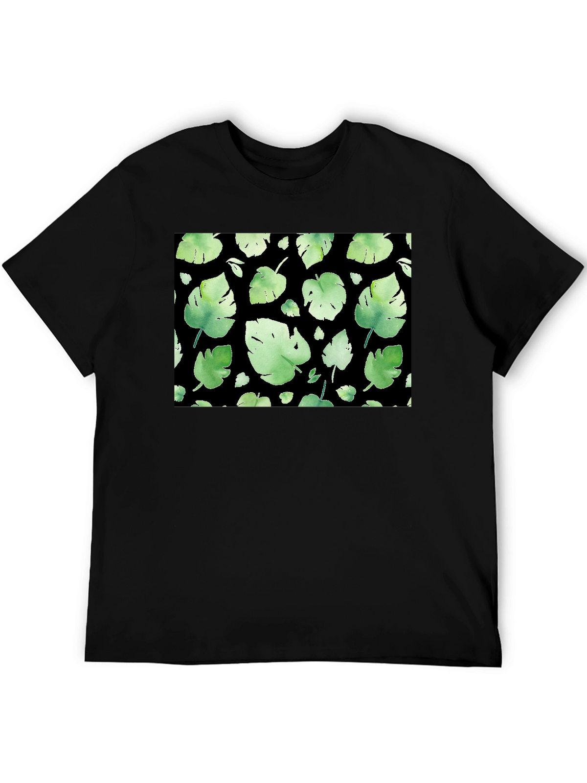 Leaf Pattern Black T-Shirt