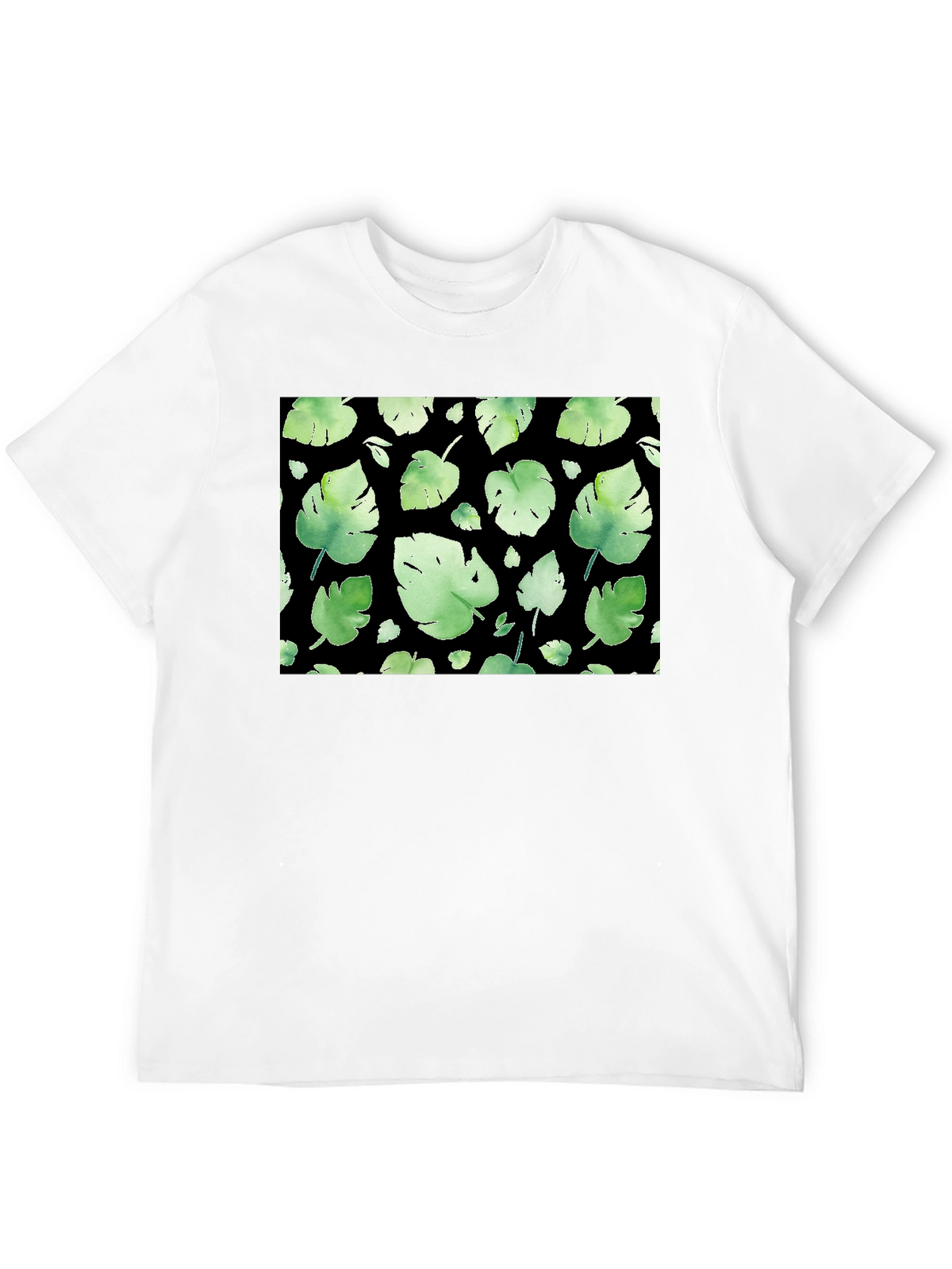Leaf Pattern Black T-Shirt
