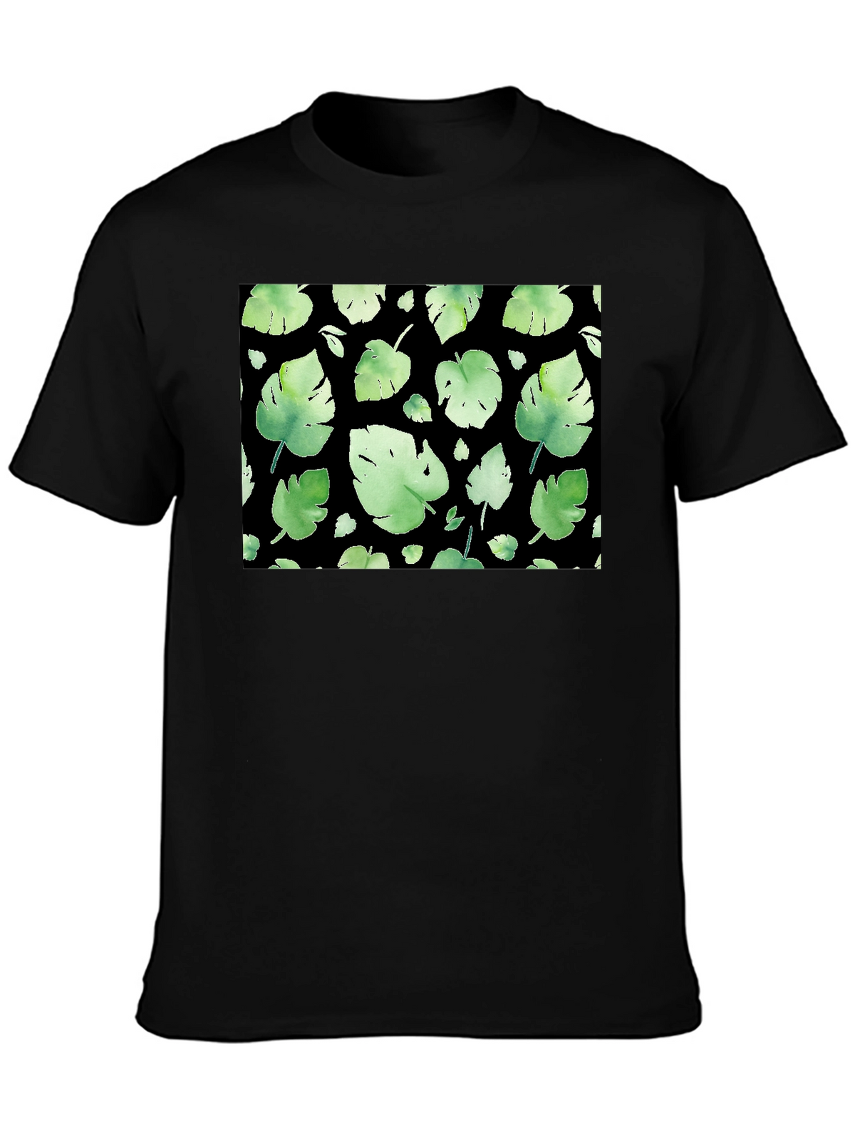 Leaf Pattern Black T-Shirt