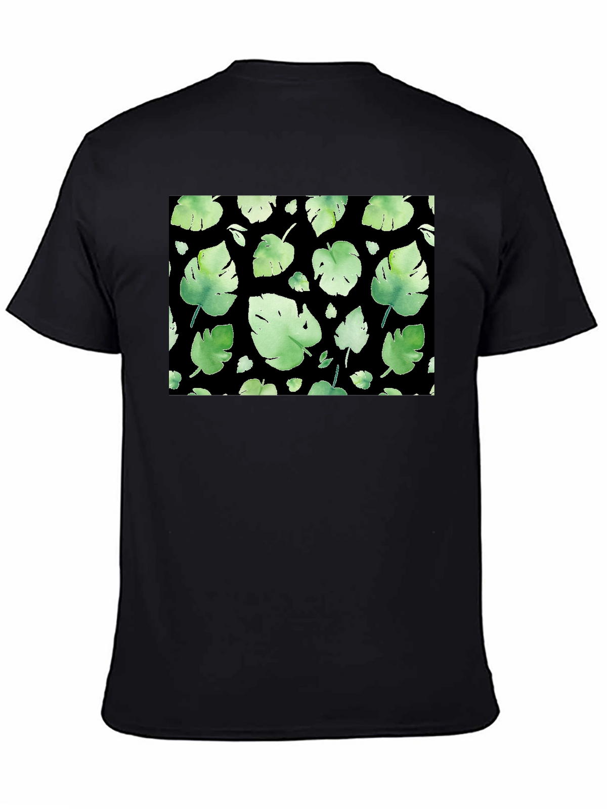 Leaf Pattern Black T-Shirt