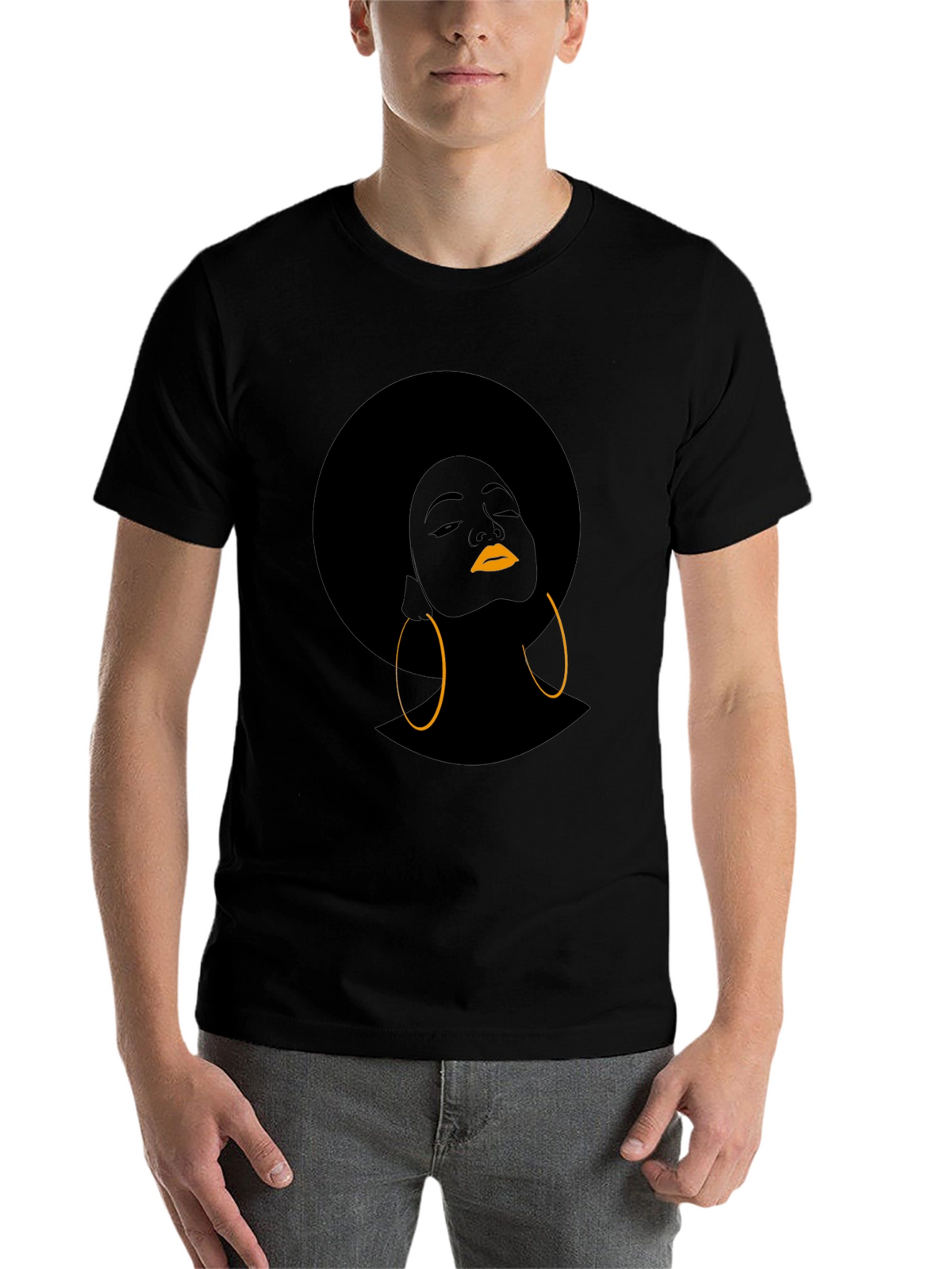 Afro Woman Graphic T-Shirt - Black