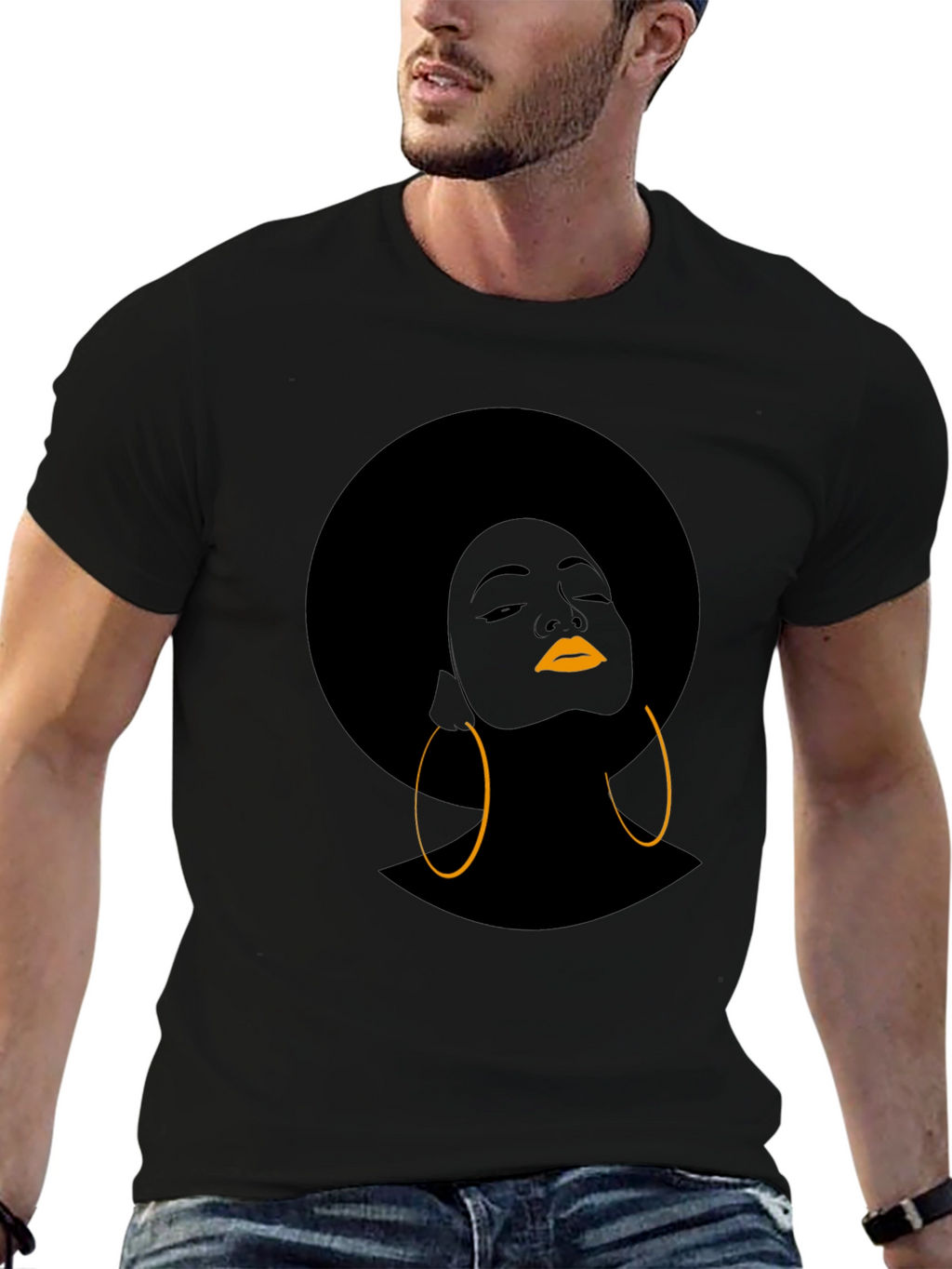 Afro Woman Graphic T-Shirt - Black