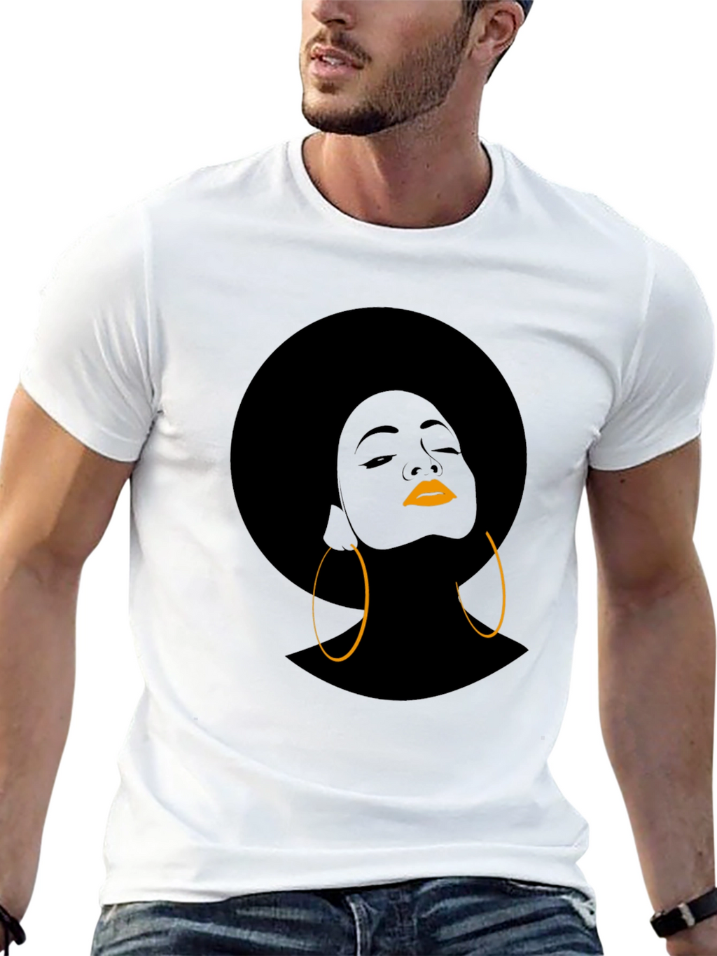 Afro Woman Graphic T-Shirt - Black