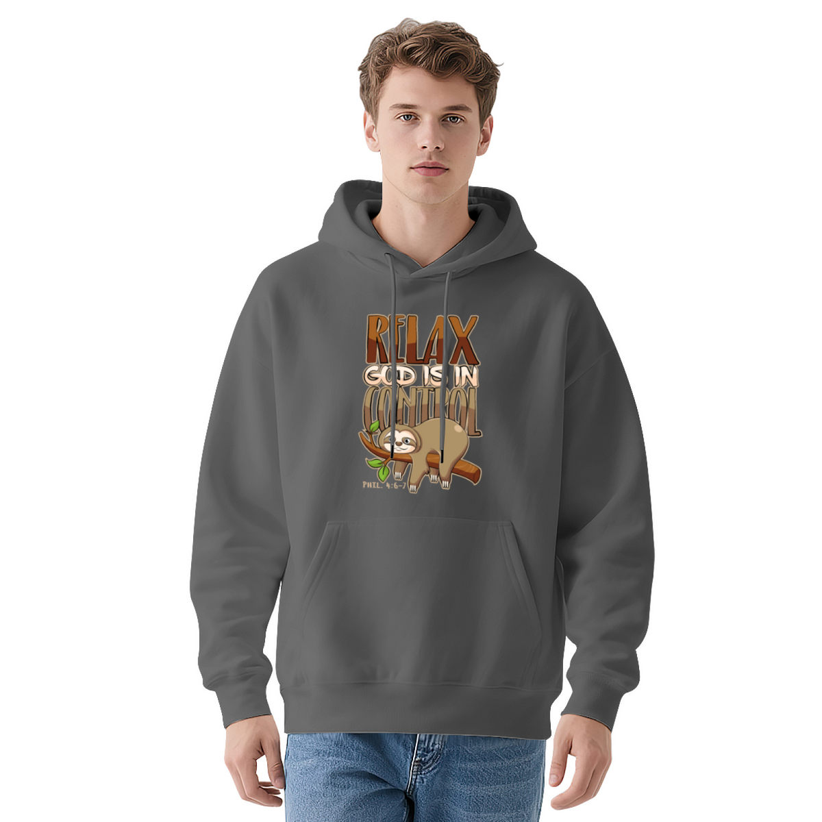Lazy Sloth Hoodie - "RELAX GOD IS IN CONTROL"