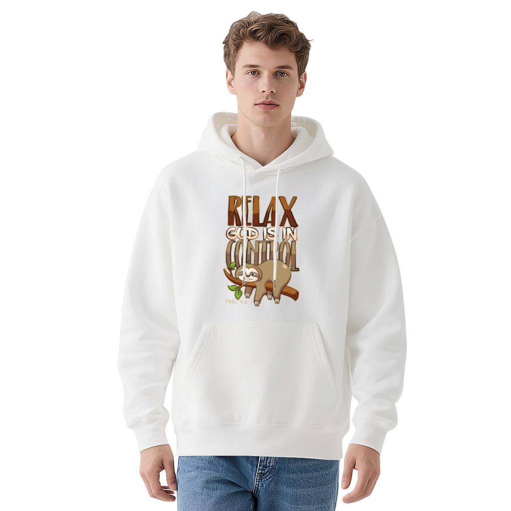 Lazy Sloth Hoodie - "RELAX GOD IS IN CONTROL"