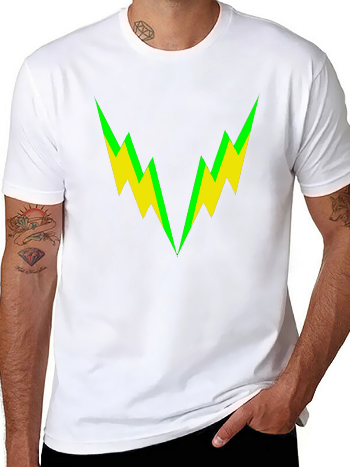 Bold Lightning Bolt Graphic Tee - Black
