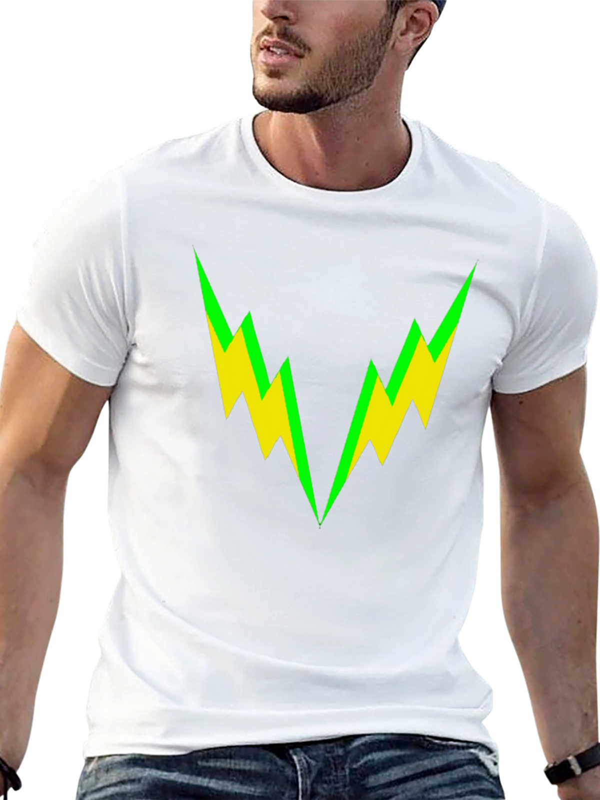 Bold Lightning Bolt Graphic Tee - Black