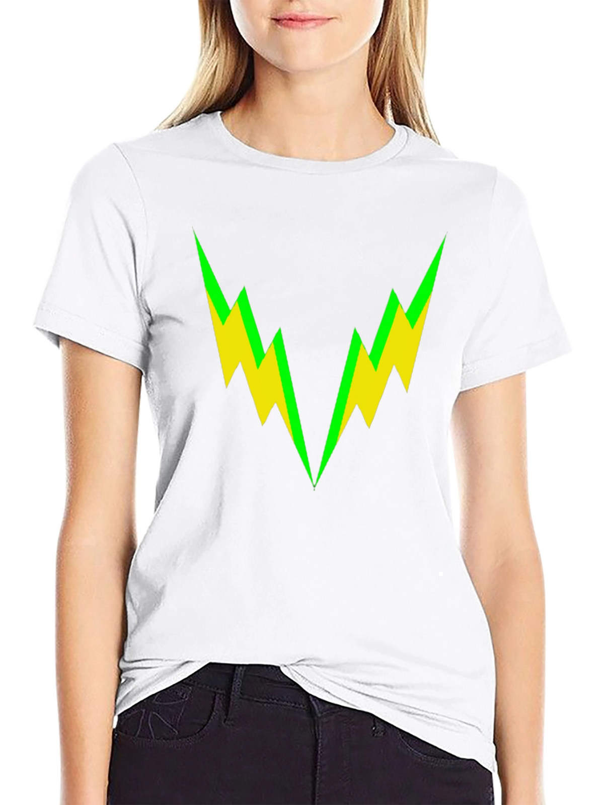 Bold Lightning Bolt Graphic Tee - Black
