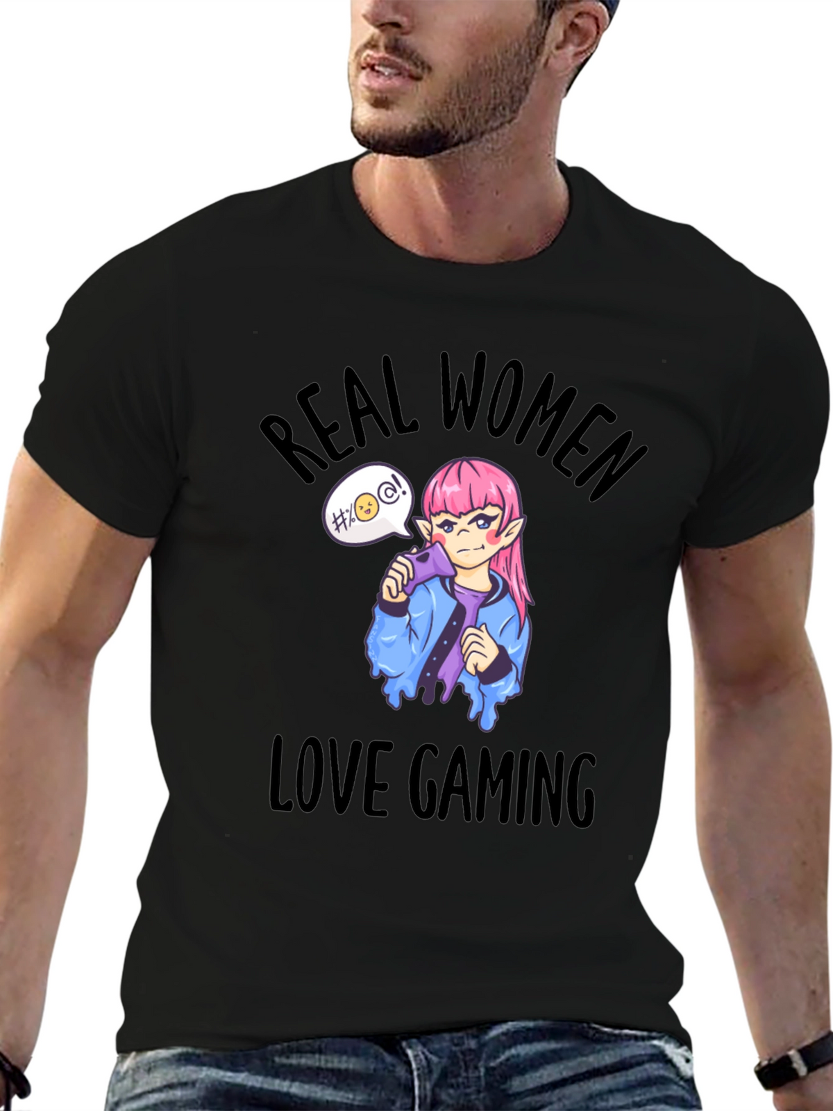 Real Women Love Gaming T-Shirt - Black