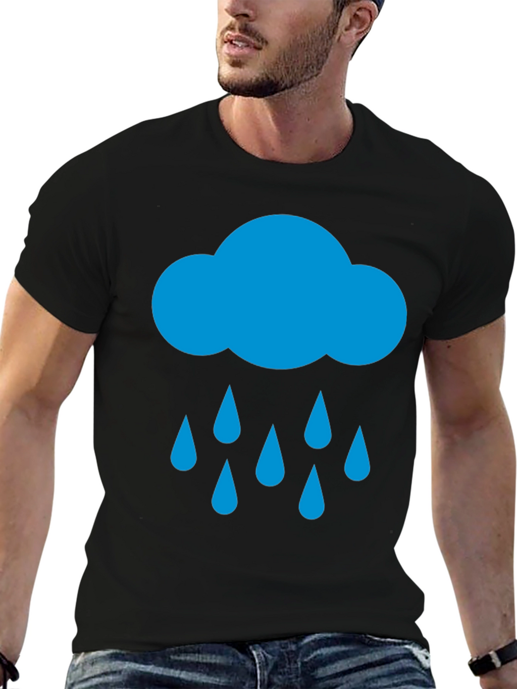 Rain Cloud Graphic Tee - Black Cotton T-Shirt