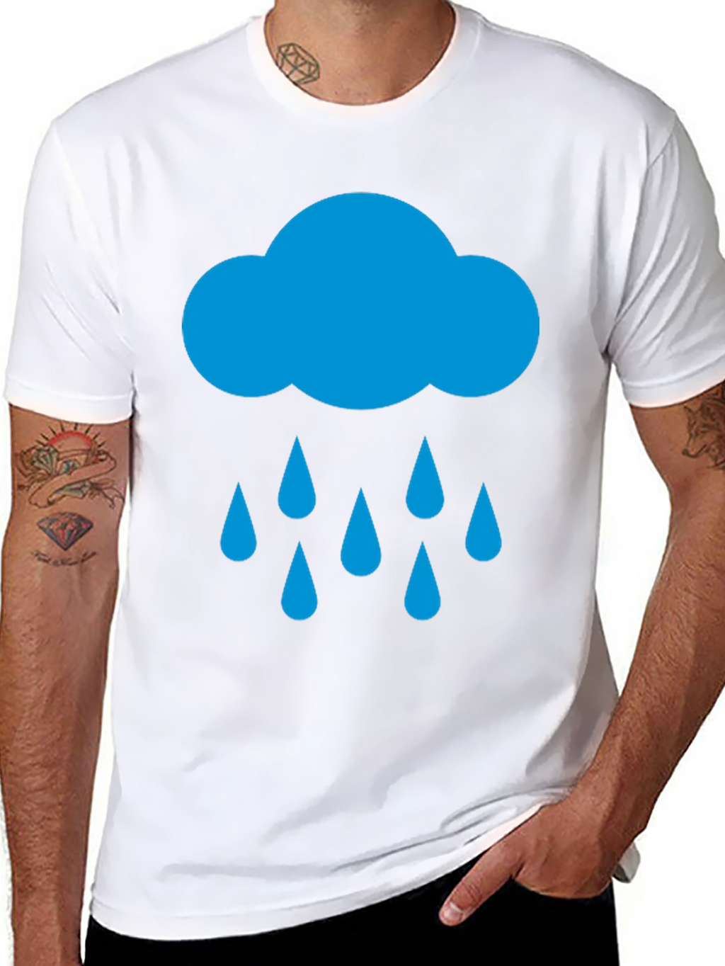 Rain Cloud Graphic Tee - Black Cotton T-Shirt