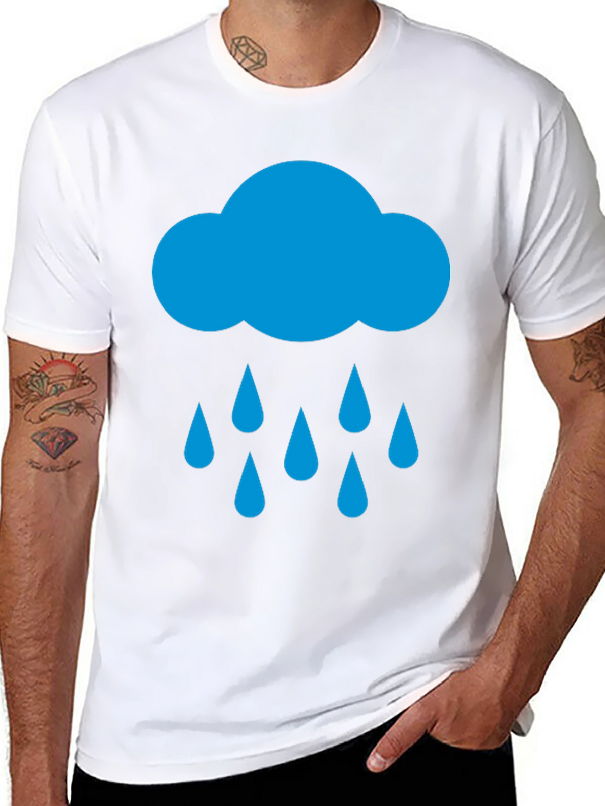 Rain Cloud Graphic Tee - Black Cotton T-Shirt