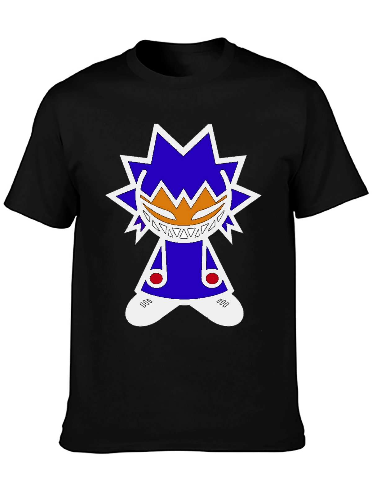 Graphic Tee: Funky Character Design Black Cotton