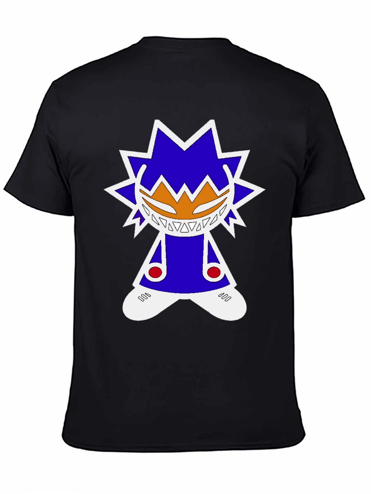 Graphic Tee: Funky Character Design Black Cotton