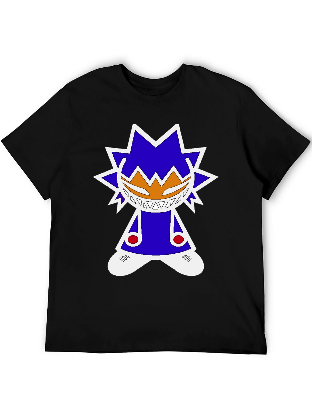 Graphic Tee: Funky Character Design Black Cotton