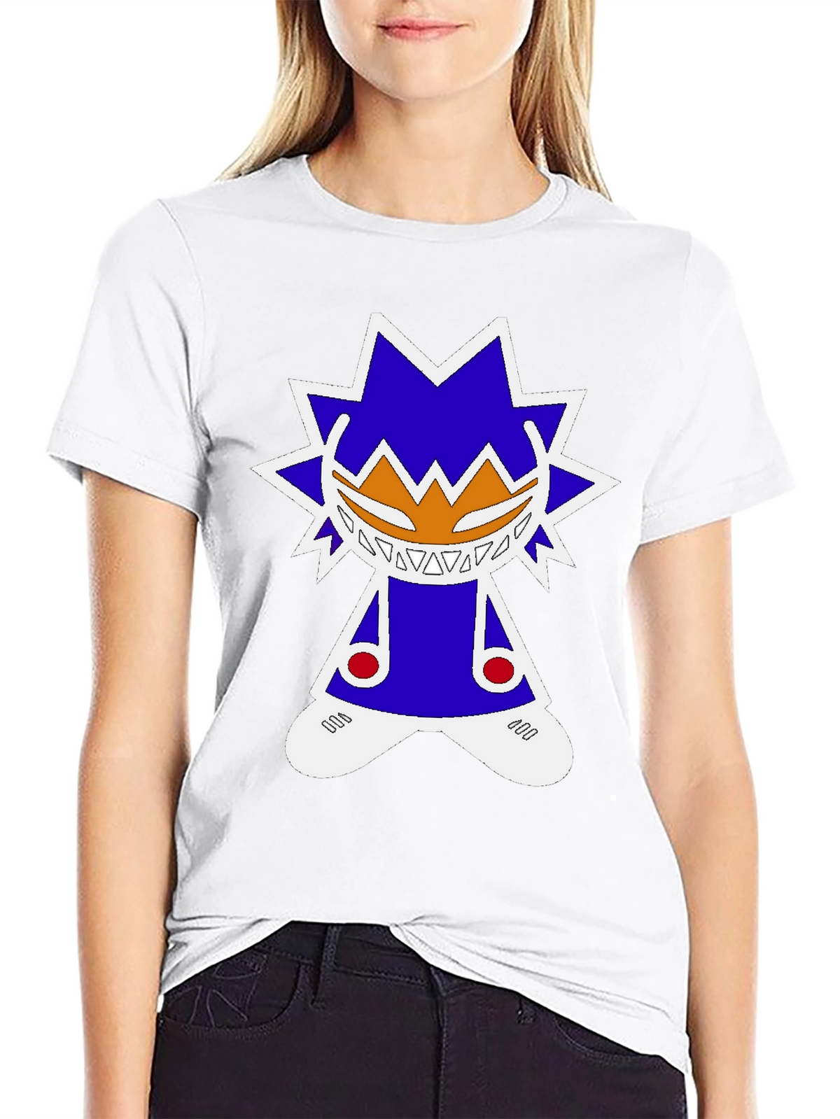 Graphic Tee: Funky Character Design Black Cotton