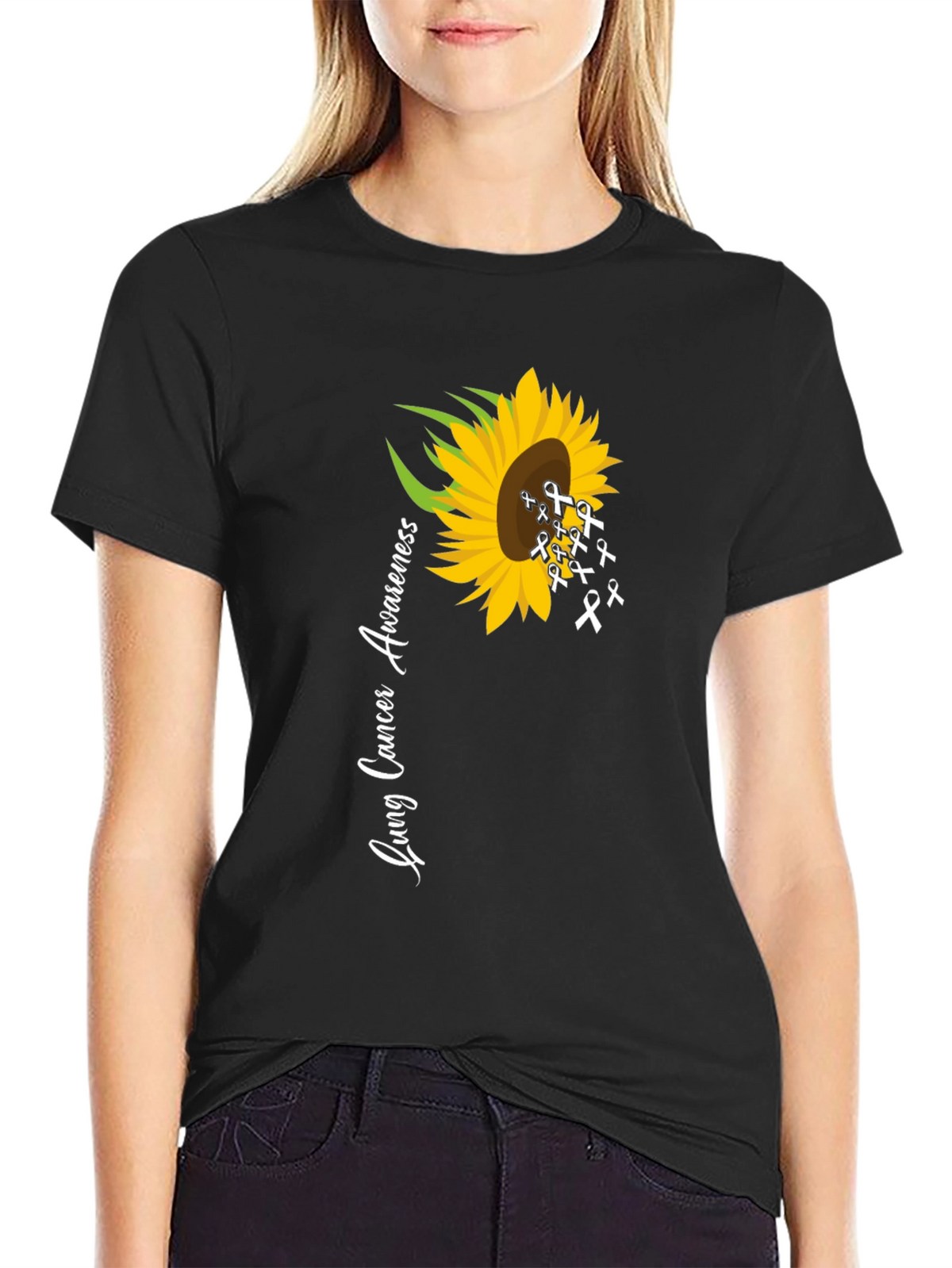 Lung Cancer Awareness Sunflower T-Shirt