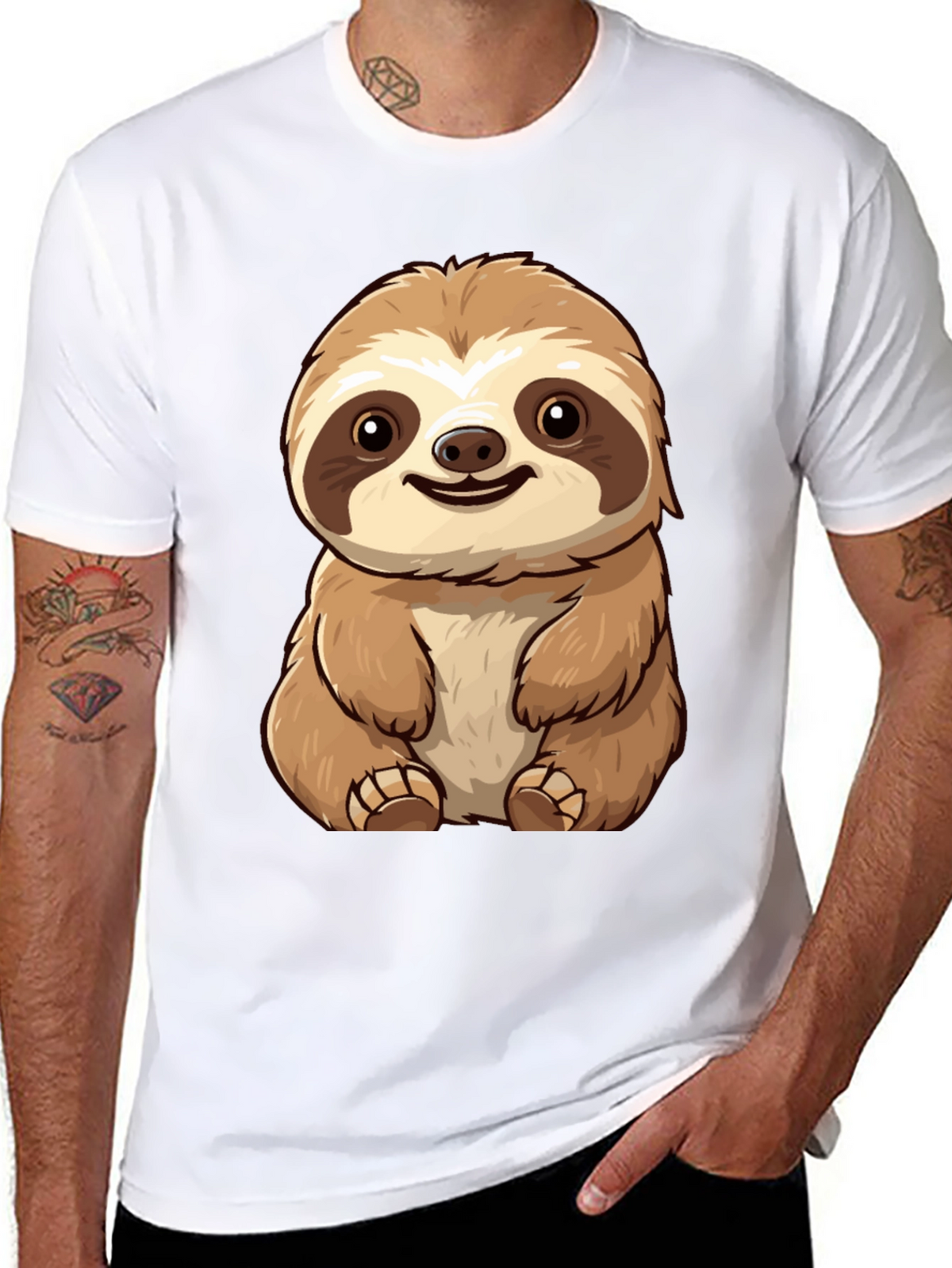 Cute Sloth Graphic Tee - Black T-Shirt
