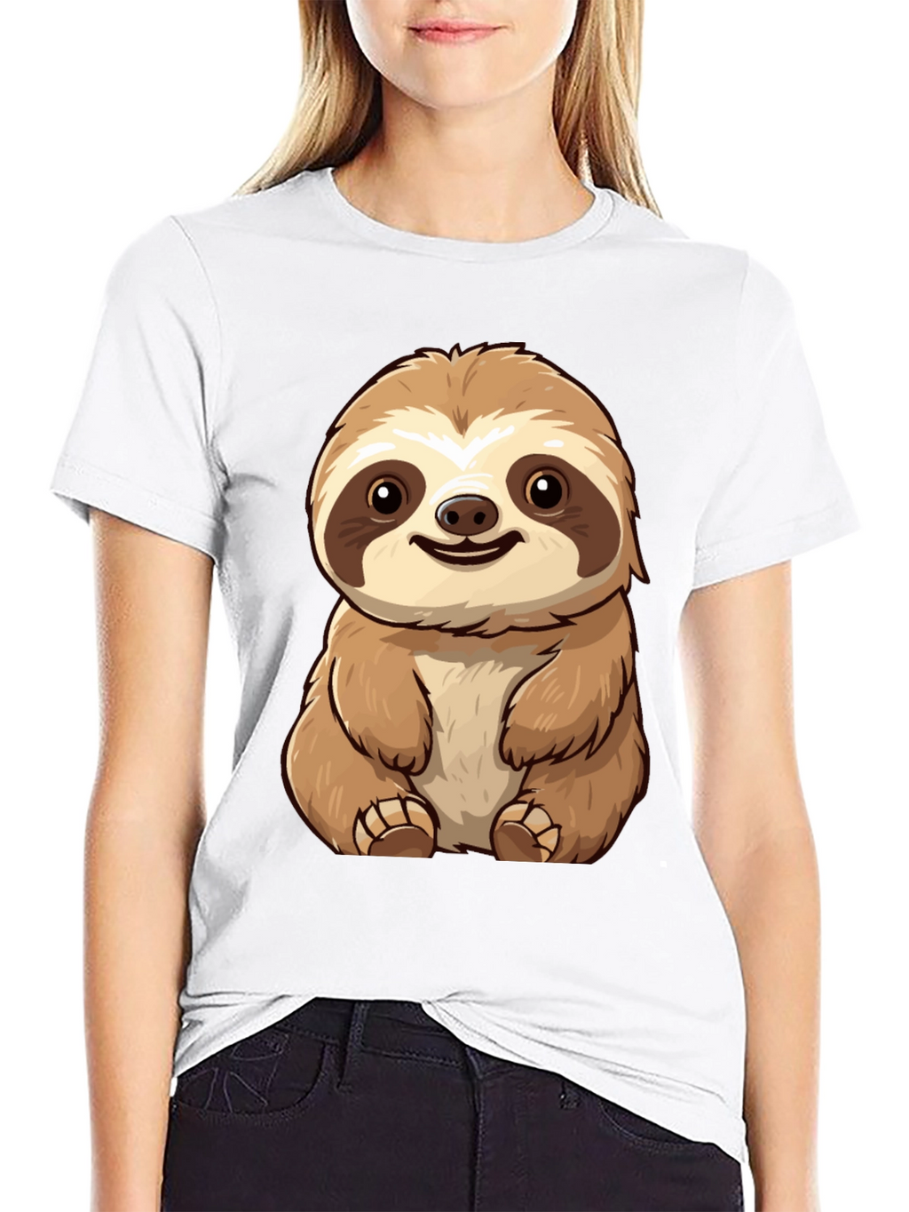 Cute Sloth Graphic Tee - Black T-Shirt