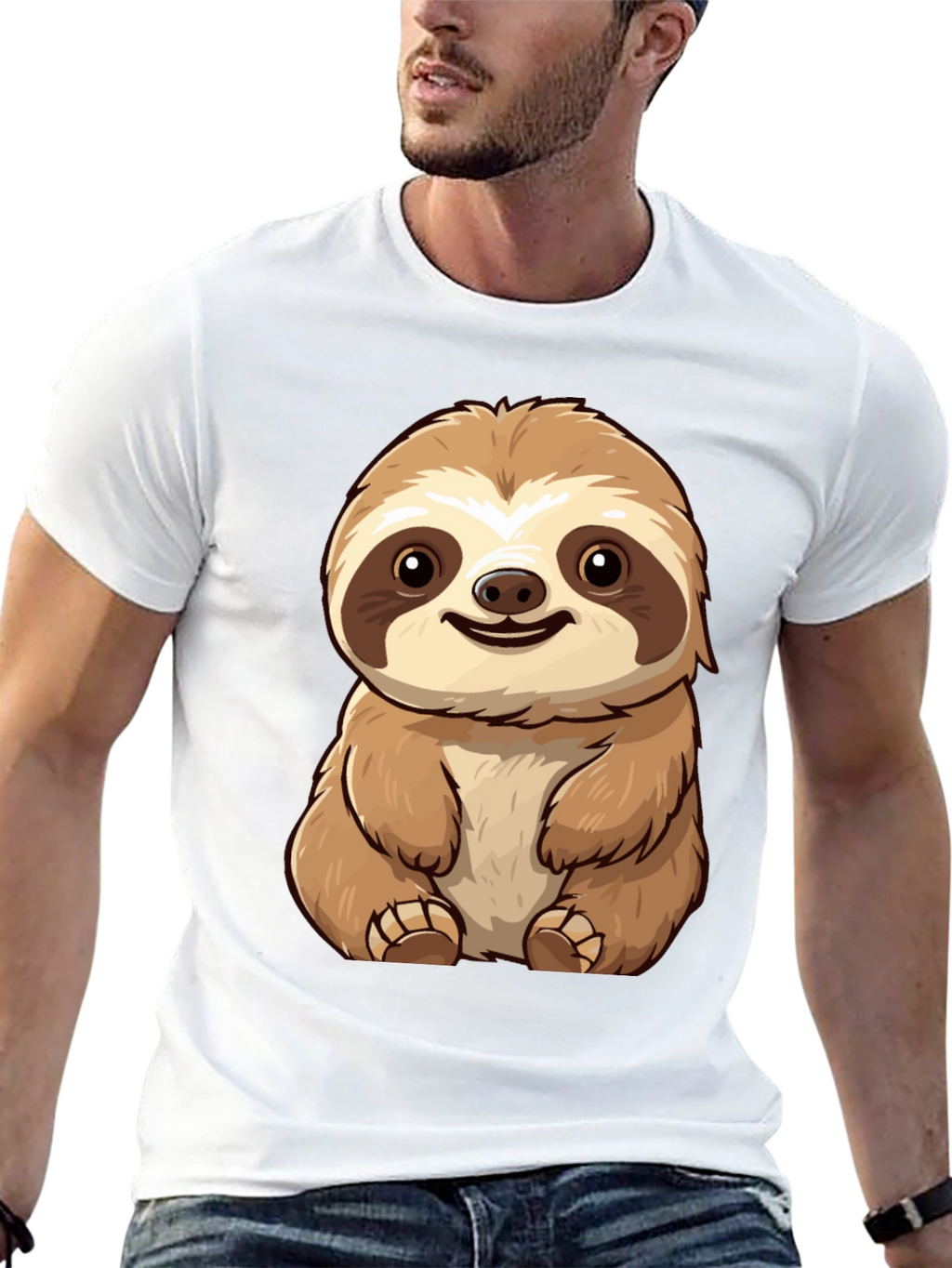 Cute Sloth Graphic Tee - Black T-Shirt