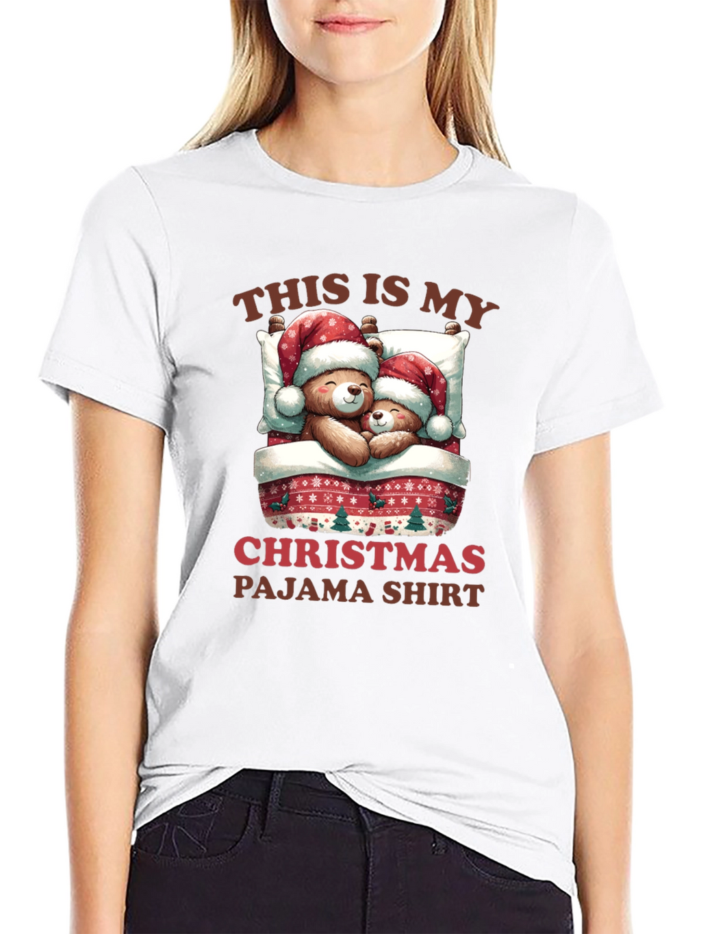 Christmas Pajama Shirt - Teddy Bear Holiday Apparel