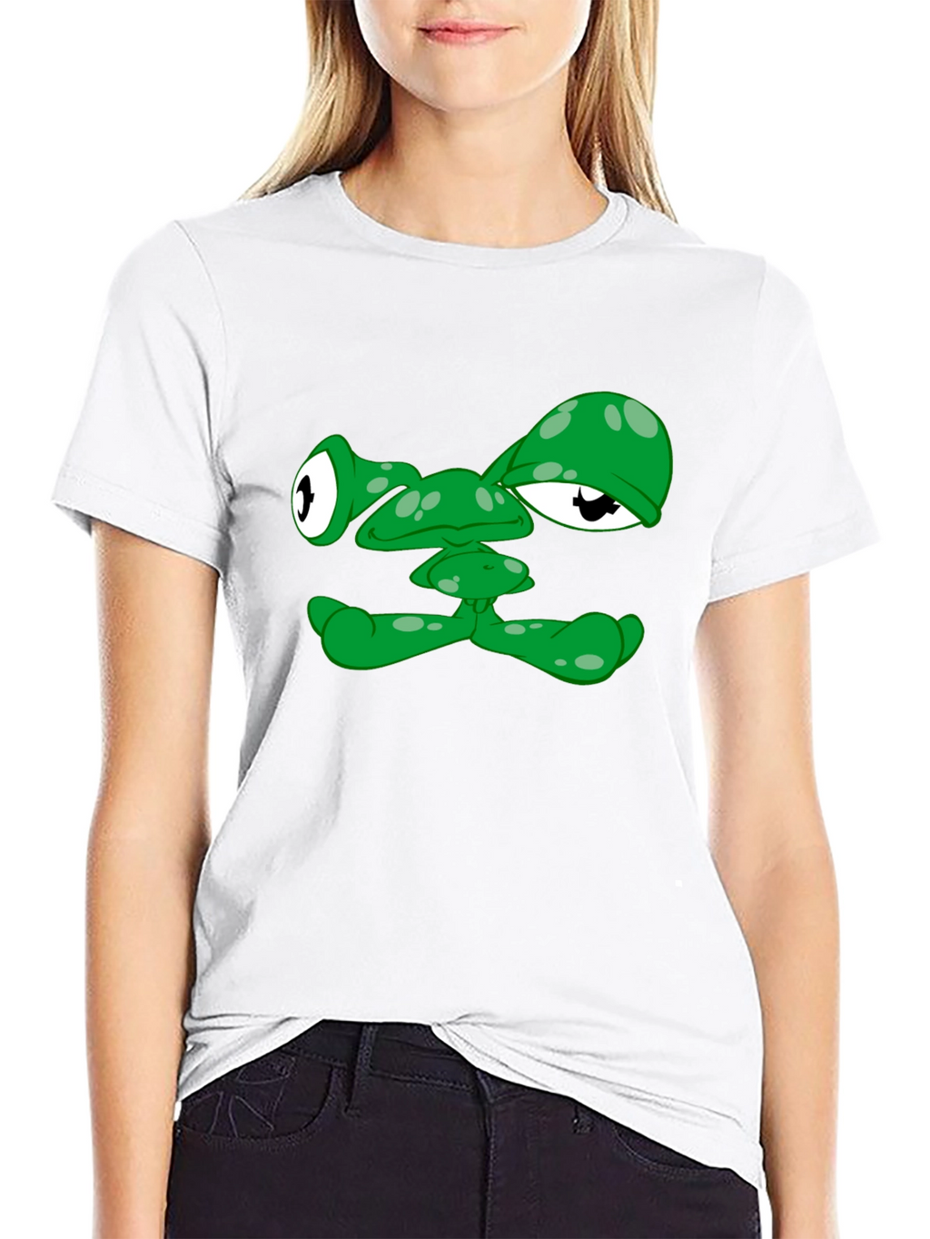 Funny Green Alien Face Graphic T-Shirt