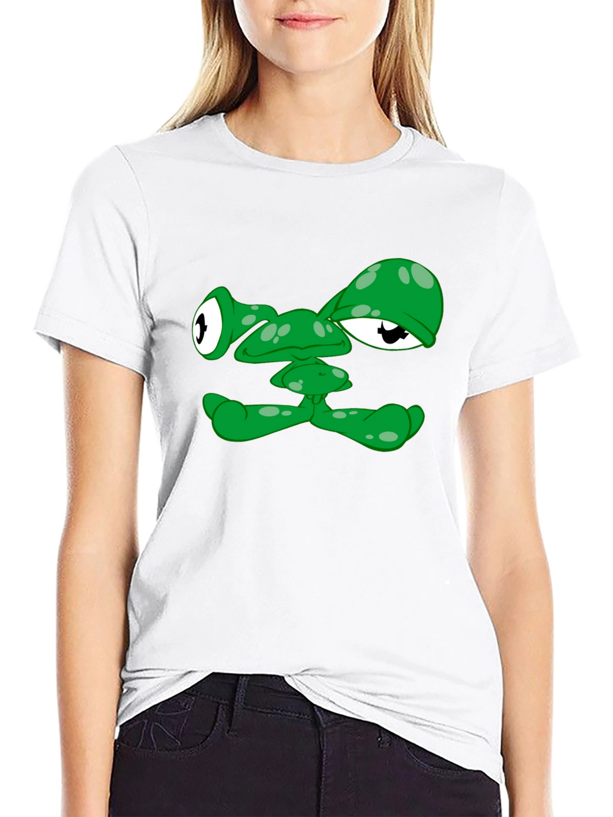 Funny Green Alien Face Graphic T-Shirt