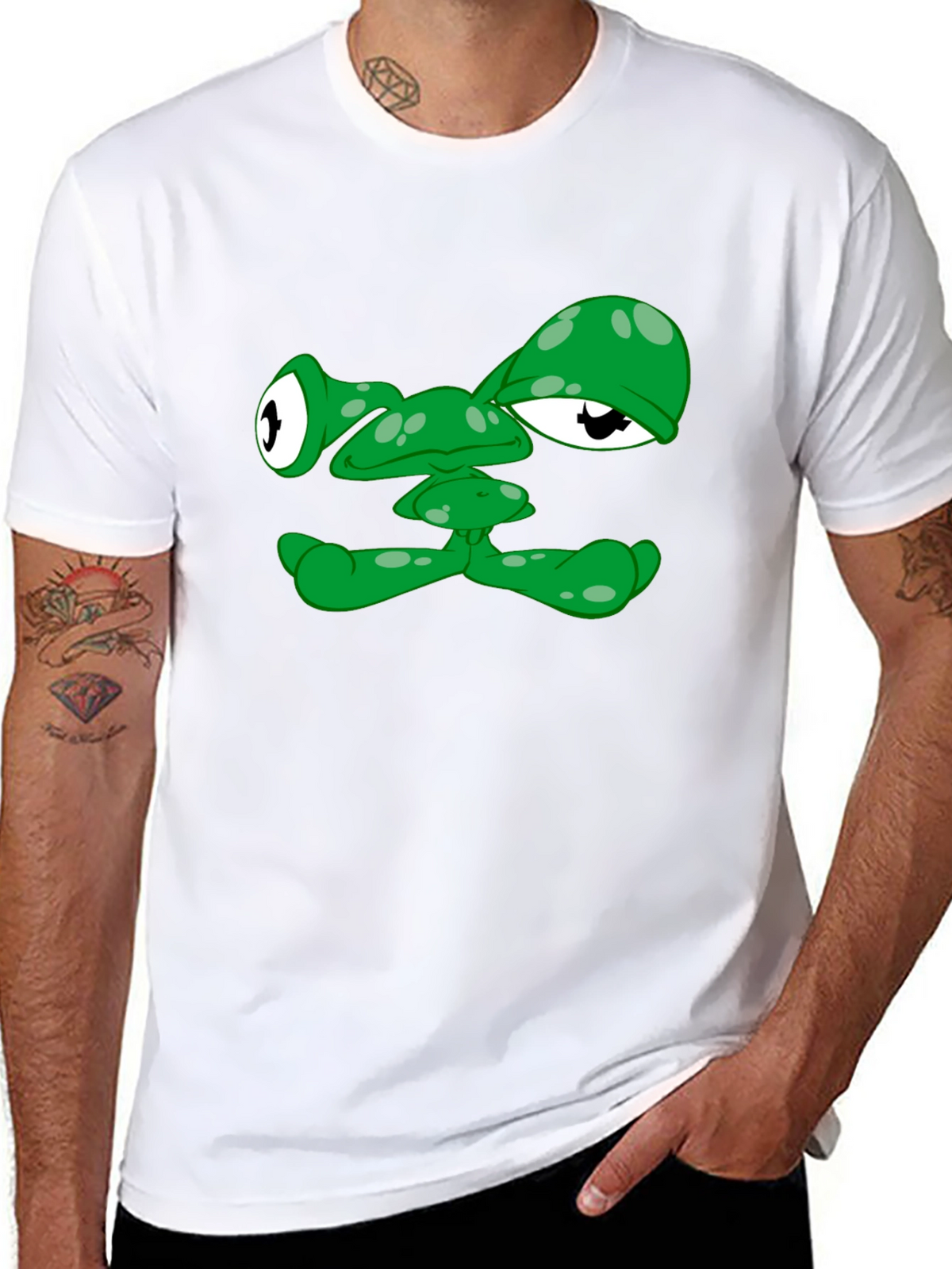 Funny Green Alien Face Graphic T-Shirt