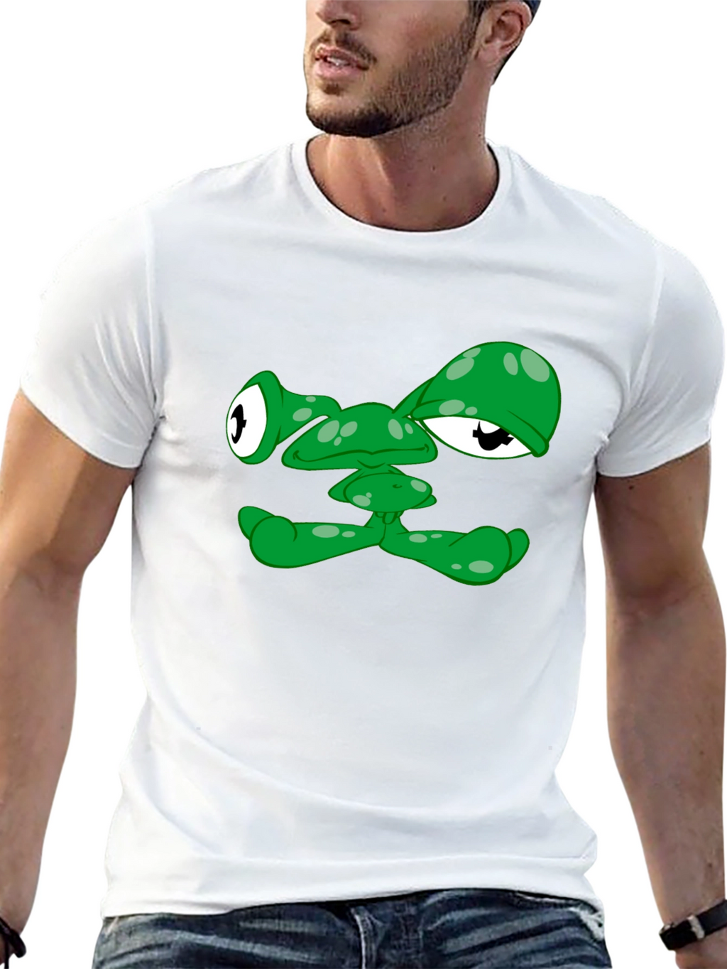 Funny Green Alien Face Graphic T-Shirt