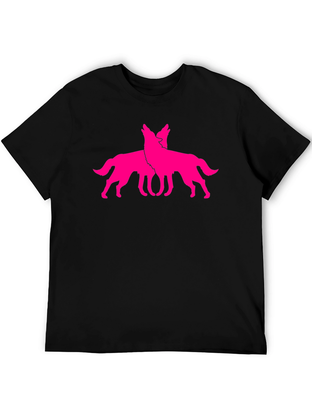 Black Tee with Pink Wolf Graphic