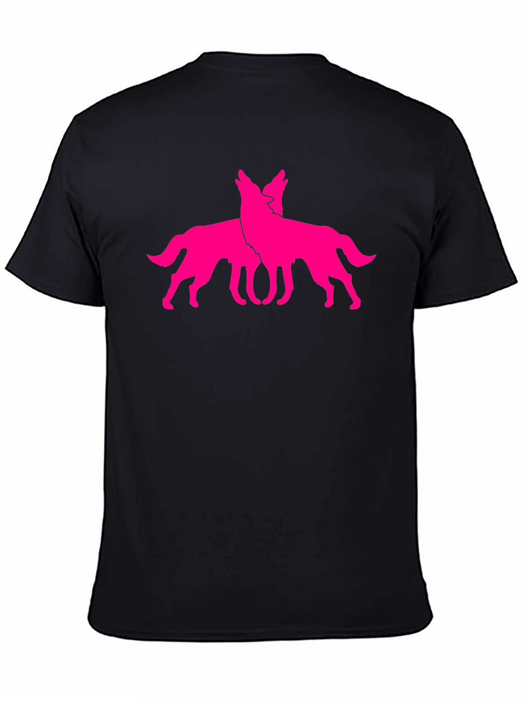 Black Tee with Pink Wolf Graphic