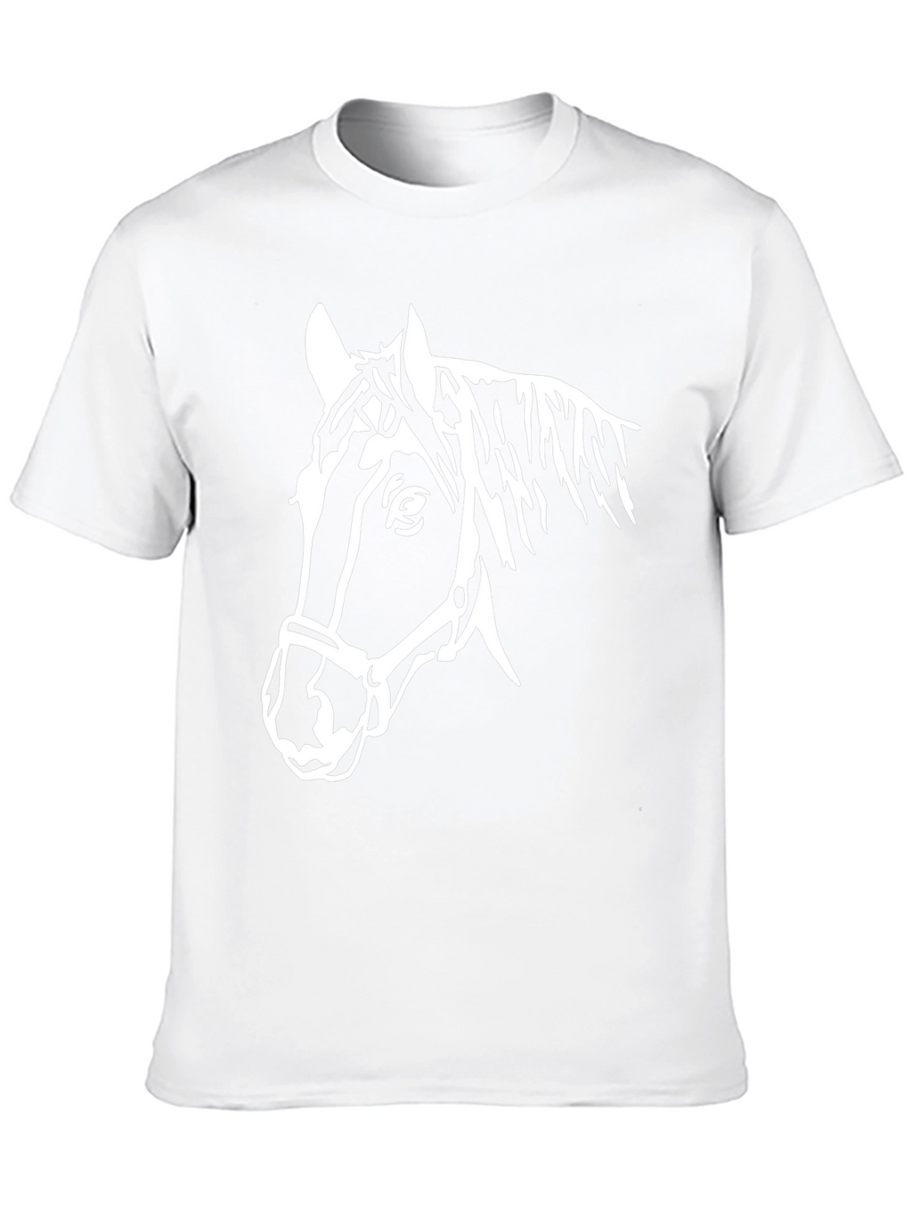 Black T-Shirt with White Horse Head Graphic