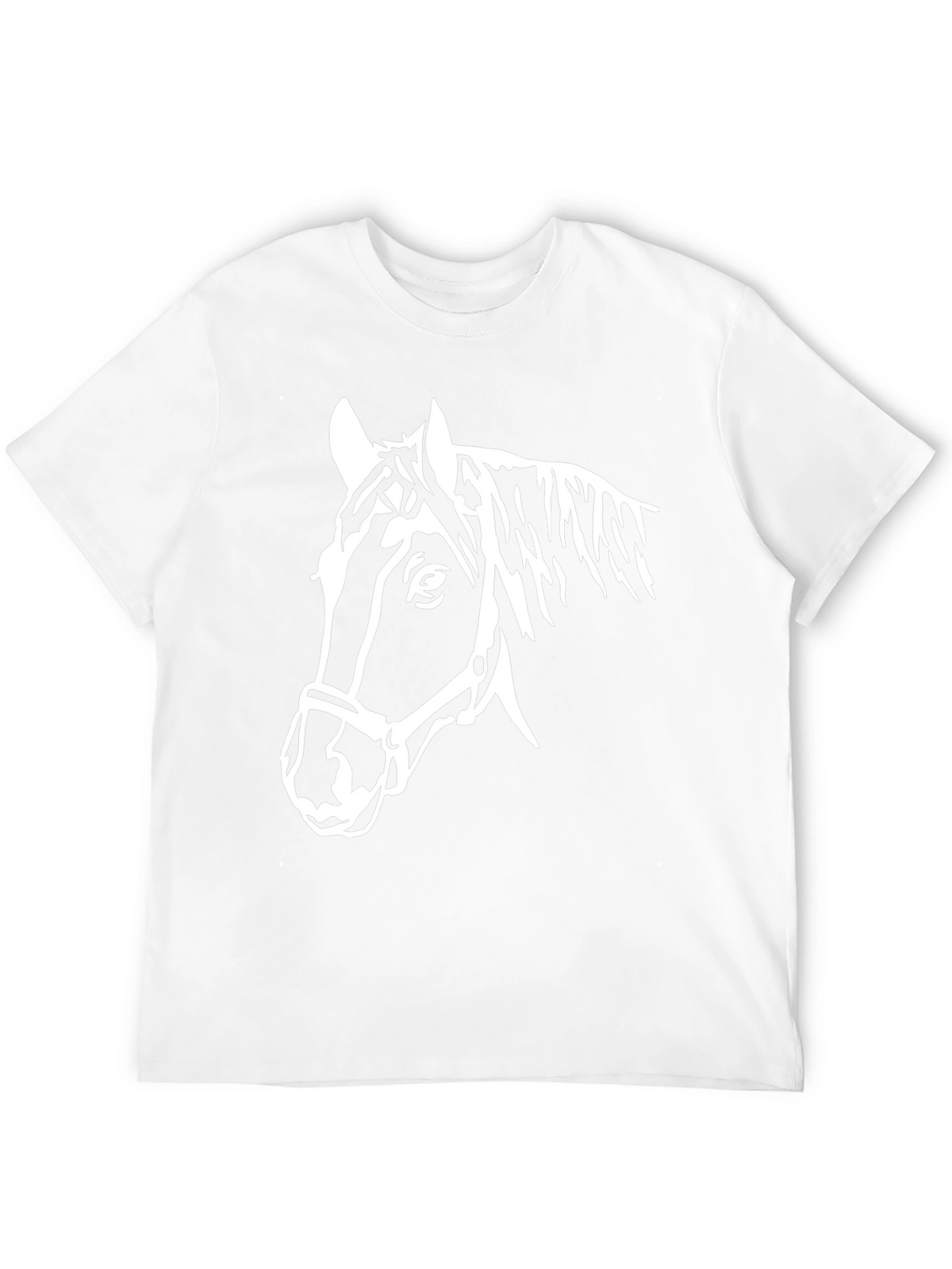 Black T-Shirt with White Horse Head Graphic